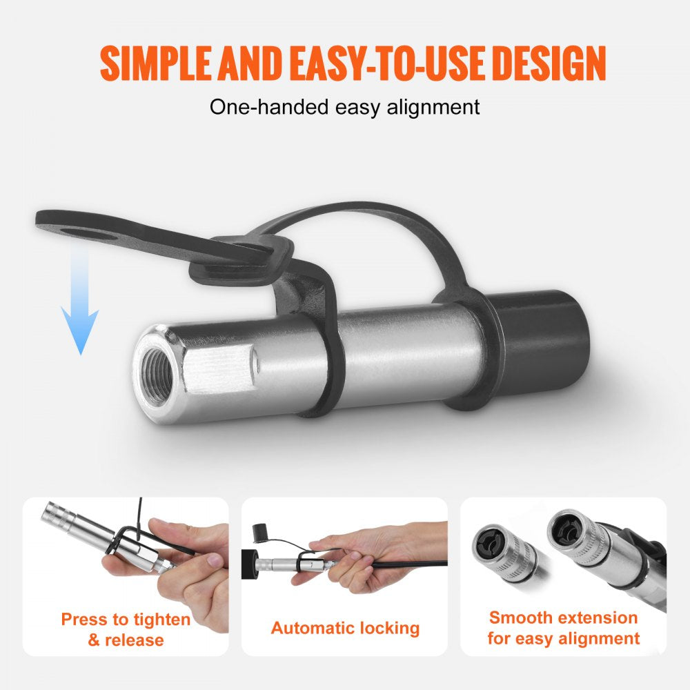 TH-46-7B - VEVOR 10,000 PSI Grease Gun Coupler with Quick Release Mechanism