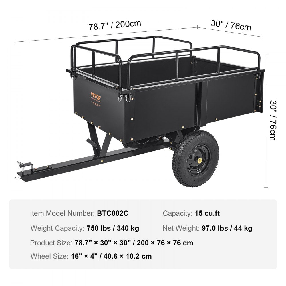 BTC002C - 750 lb Capacity Steel Dump Cart for Easy Yard Hauling