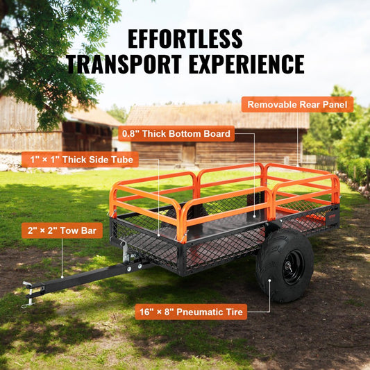 TC4268 - 1500lb VEVOR Heavy Duty Garden Trailer for ATV and Mower