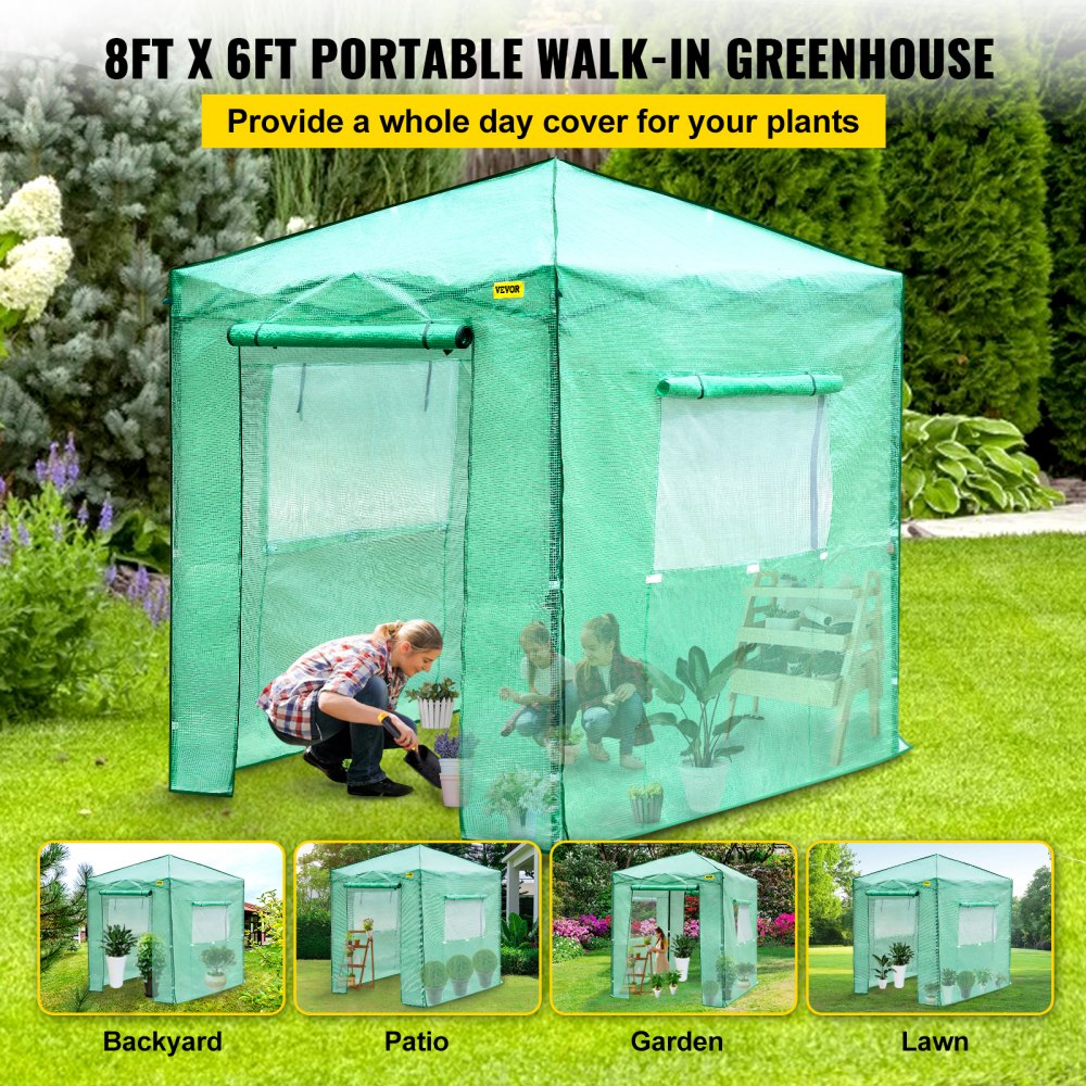 VV-PWG-P0806 - 8' x 6' Portable Greenhouse with Ventilation and Storage Bag