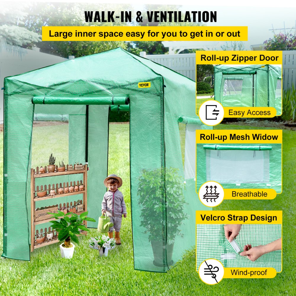 VV-PWG-P0806 - 8' x 6' Portable Greenhouse with Ventilation and Storage Bag