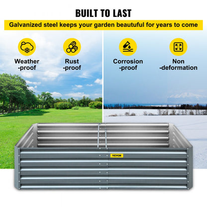010738307328 - 80" Galvanized Steel Raised Garden Bed with Drainage Design