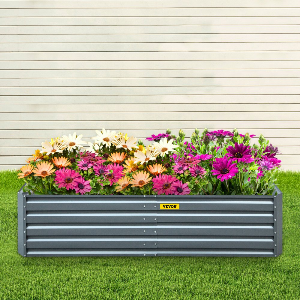 010738307328 - 80" Galvanized Steel Raised Garden Bed with Drainage Design