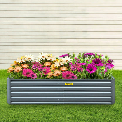010738307328 - 80" Galvanized Steel Raised Garden Bed with Drainage Design