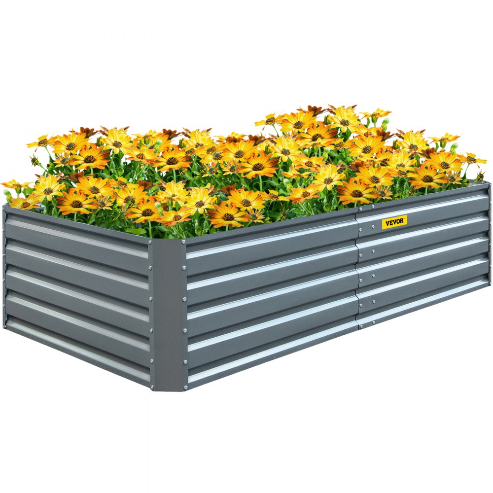 010738307328 - 80" Galvanized Steel Raised Garden Bed with Drainage Design