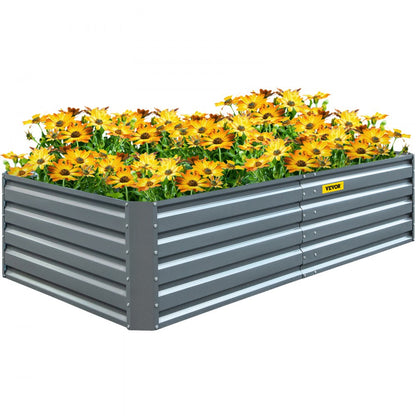 010738307328 - 80" Galvanized Steel Raised Garden Bed with Drainage Design