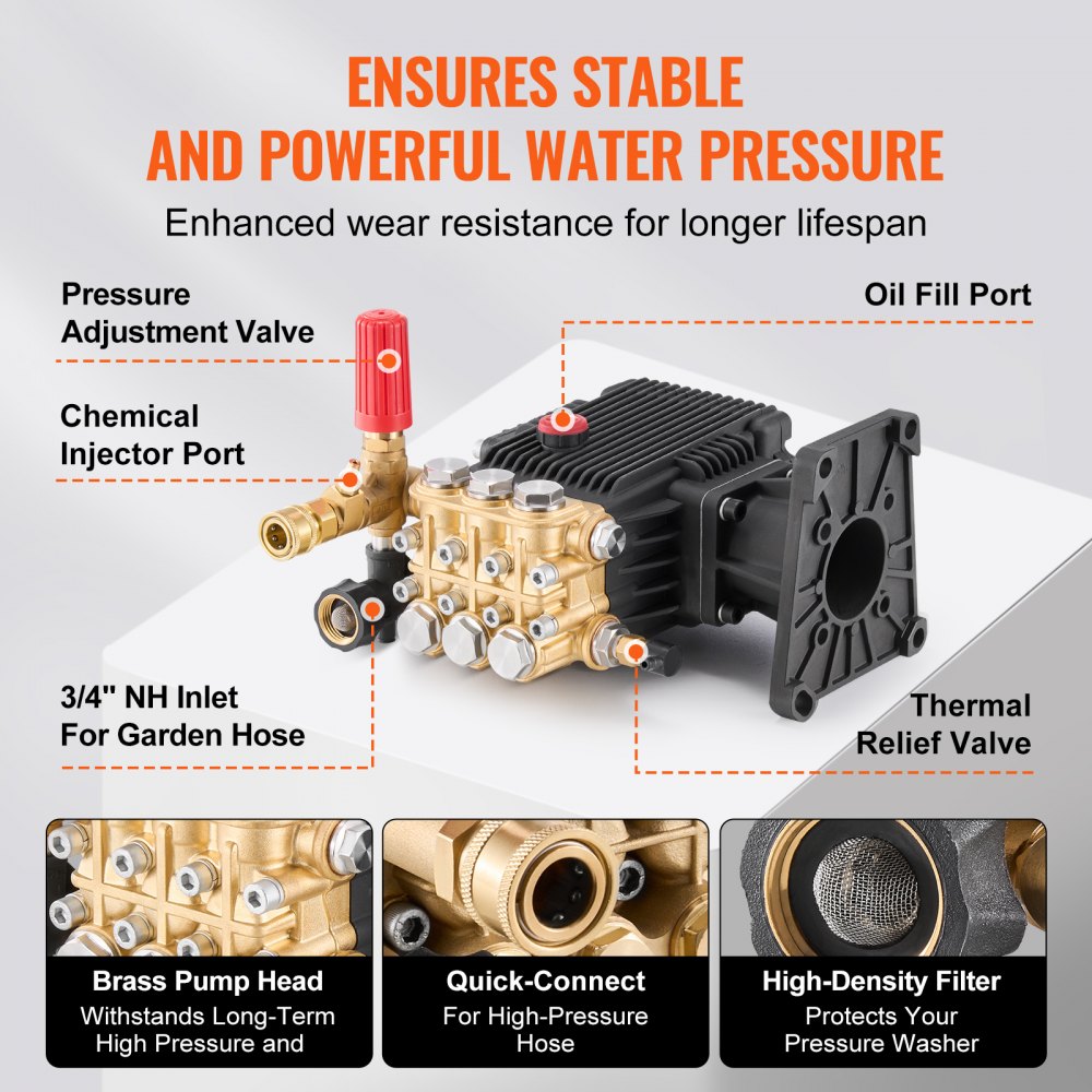 QXB-6 - Upgraded 4400 PSI Pressure Washer Pump for Efficient Cleaning