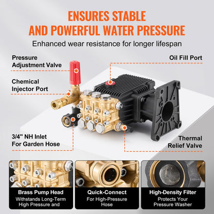 QXB-6 - Upgraded 4400 PSI Pressure Washer Pump for Efficient Cleaning
