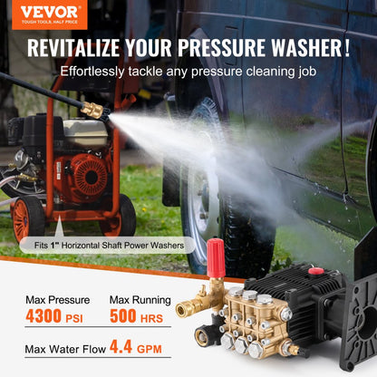 QXB-7 - Triplex Plunger Pressure Washer Pump 4300 PSI, Enhanced Stability