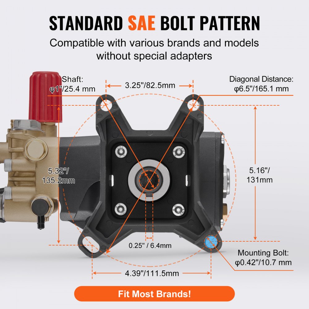 QXB-9 - 1" Shaft Triplex Pressure Washer Pump, 4000 PSI, Versatile Cleaning