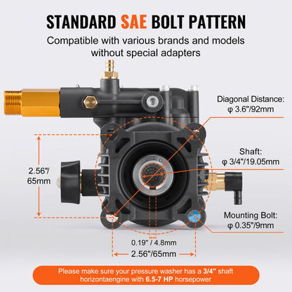 QXB-1 - 3/4" Shaft Pressure Washer Pump, 3500 PSI, Durable Design