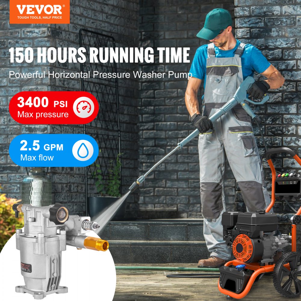 KXA1810G - 3400 PSI VEVOR Pressure Washer Pump for Fast Cleaning