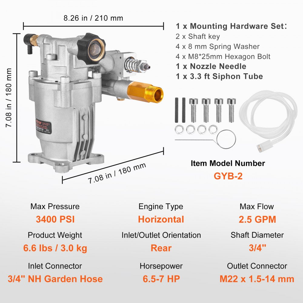 KXA1810G - 3400 PSI VEVOR Pressure Washer Pump for Fast Cleaning