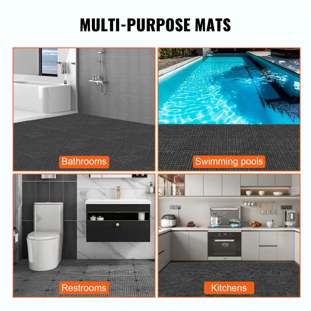 30*30*1.5cm-B - Non-Slip PVC Interlocking Drainage Tiles, 50PCS Set