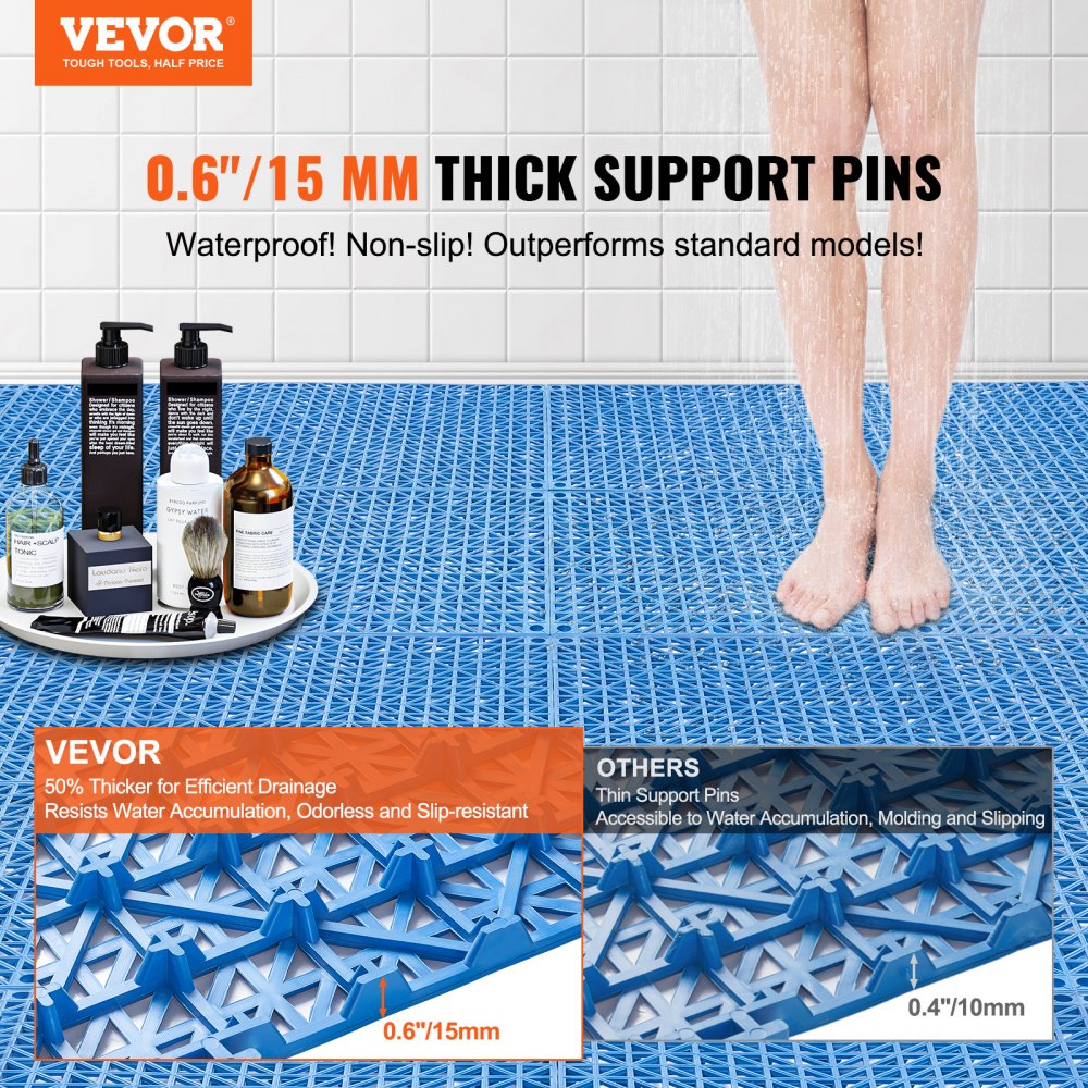 30*30*1.5cm-U - Non-Slip 12" Drainage Interlocking Tiles for Wet Areas