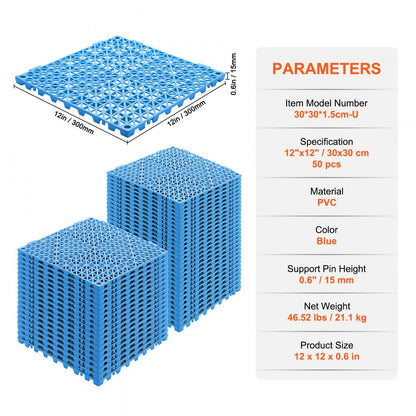 30*30*1.5cm-U - Non-Slip 12" Drainage Interlocking Tiles for Wet Areas