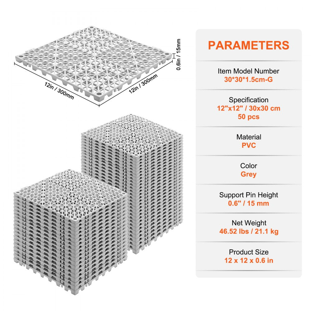 30*30*1.5cm-G - Durable Gray Interlocking Tiles for Easy DIY Flooring