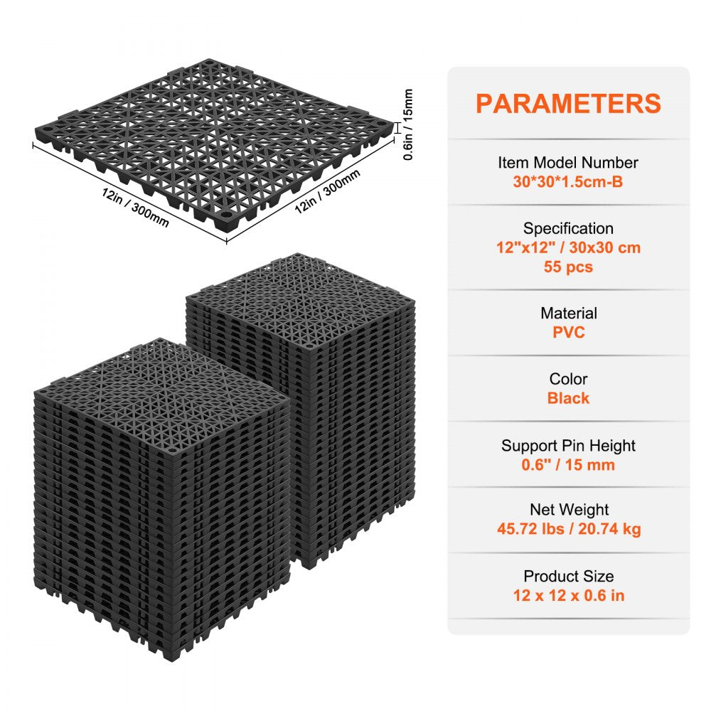 30*30*1.5cm-B - Non-Slip Durable PVC Interlocking Tiles for Easy Installation
