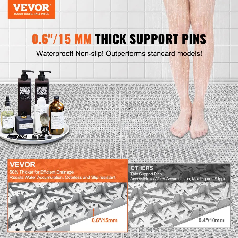 30*30*1.5cm-G - Durable Grey Interlocking Floor Tiles for Wet Areas