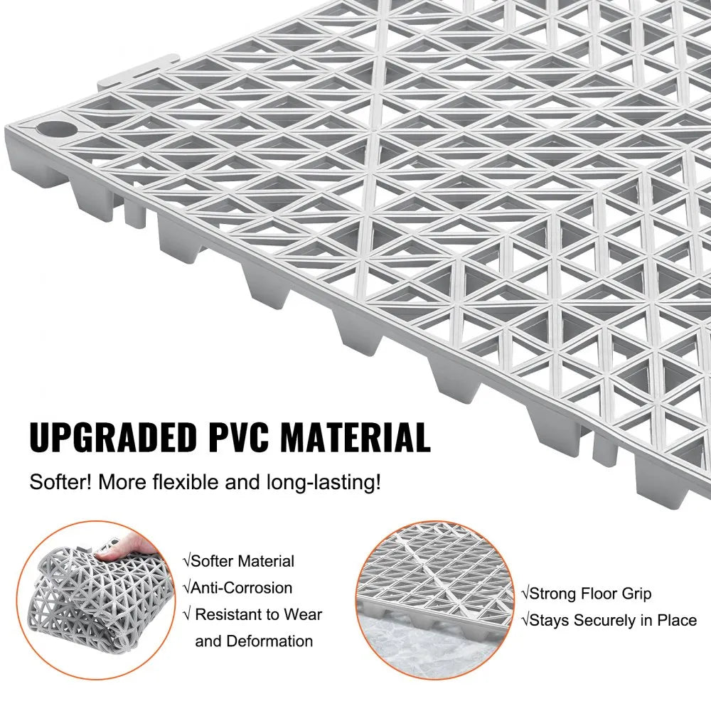 30*30*1.5cm-G - Durable Grey Interlocking Floor Tiles for Wet Areas