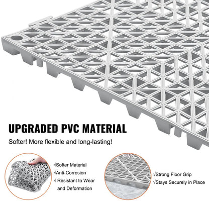 30*30*1.5cm-G - Durable Grey Interlocking Floor Tiles for Wet Areas