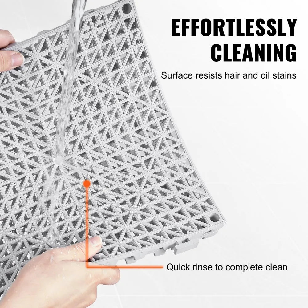 30*30*1.5cm-G - Durable Grey Interlocking Floor Tiles for Wet Areas