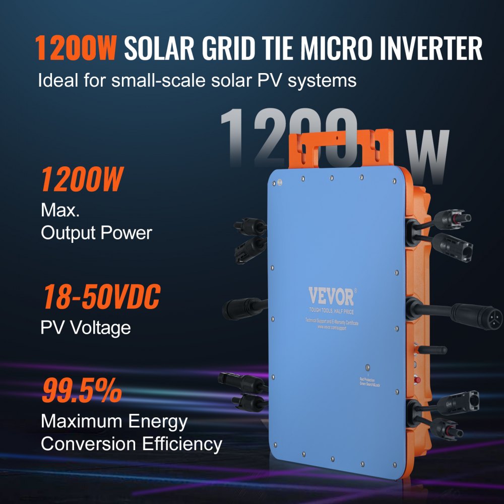 GT-1200 - 1200W Weather-Resistant Solar Inverter with App Monitoring