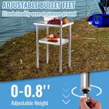 VV-SSWR-24*18 - 24"x18" Stainless Steel Prep Table with Adjustable Undershelf