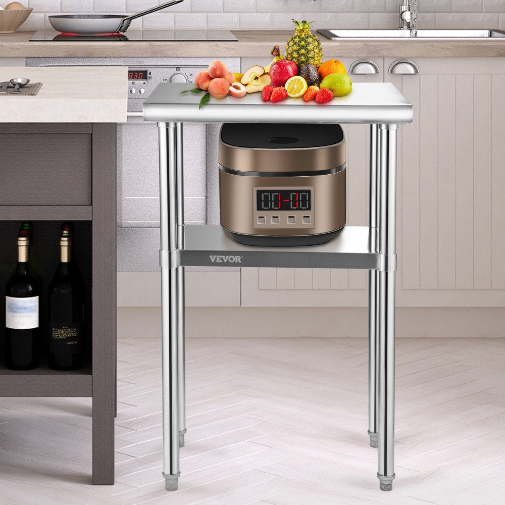 VV-SSWR-24*18 - 24"x18" Stainless Steel Prep Table with Adjustable Undershelf