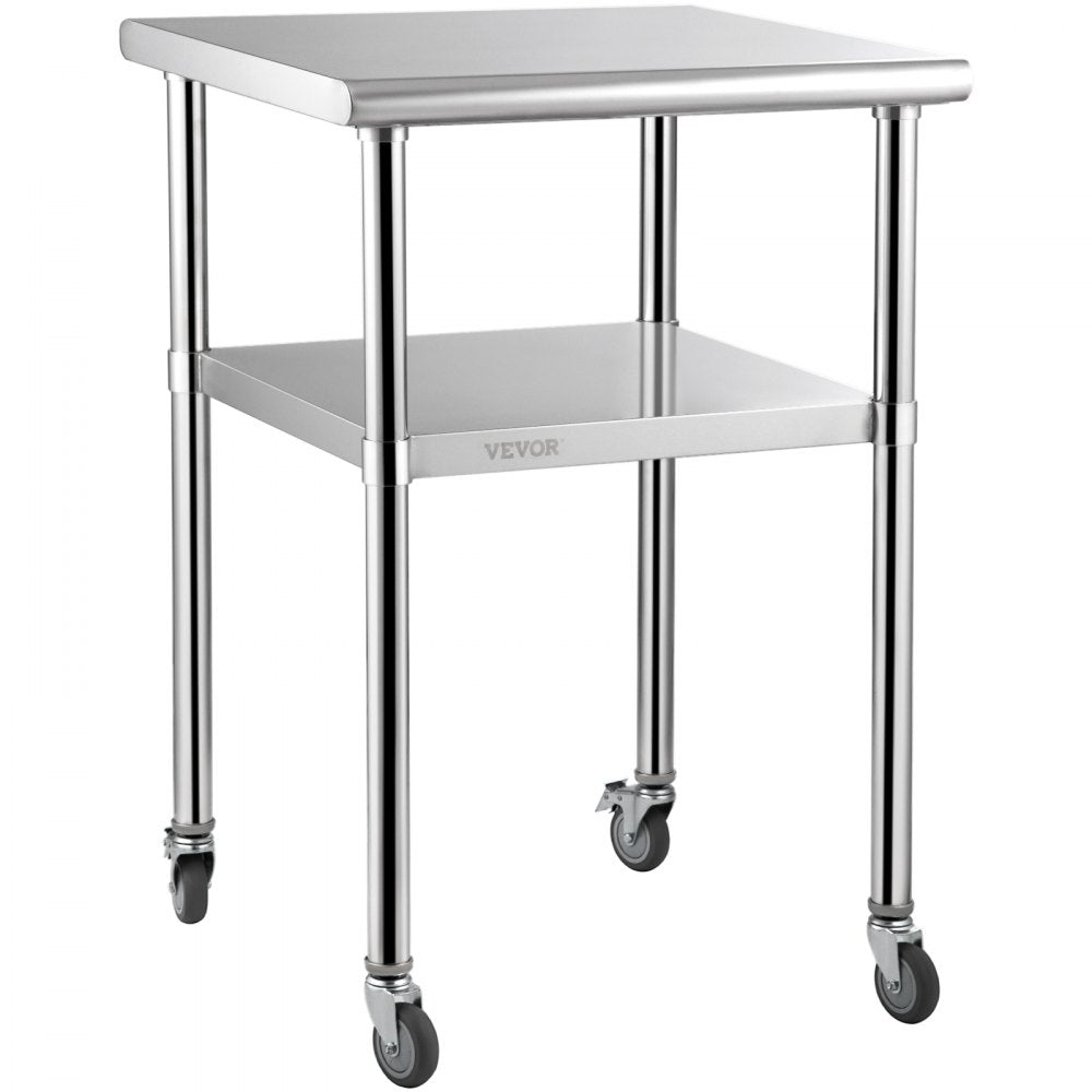 VV-SSWR-JL-24*24 - Heavy-Duty 600lbs Stainless Steel Prep Table with Casters