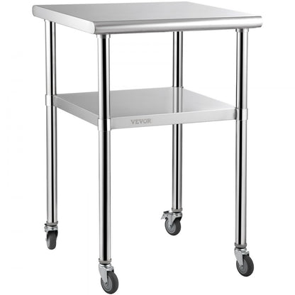 VV-SSWR-JL-24*24 - Heavy-Duty 600lbs Stainless Steel Prep Table with Casters