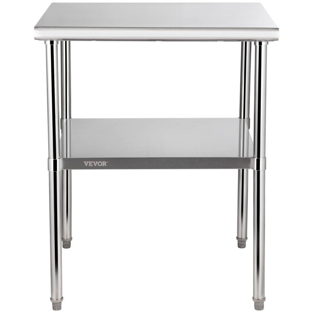 VV-SSWR-30*30 - Heavy-Duty Stainless Steel Prep Table with Adjustable Undershelf