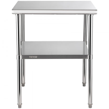 VV-SSWR-30*30 - Heavy-Duty Stainless Steel Prep Table with Adjustable Undershelf