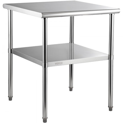 VV-SSWR-30*30 - Heavy-Duty Stainless Steel Prep Table with Adjustable Undershelf