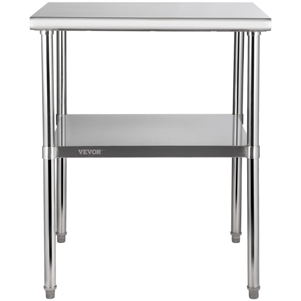 VV-SSWR-30*30 - Heavy-Duty Stainless Steel Prep Table with Adjustable Undershelf