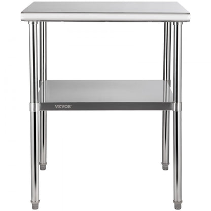 VV-SSWR-30*30 - Heavy-Duty Stainless Steel Prep Table with Adjustable Undershelf