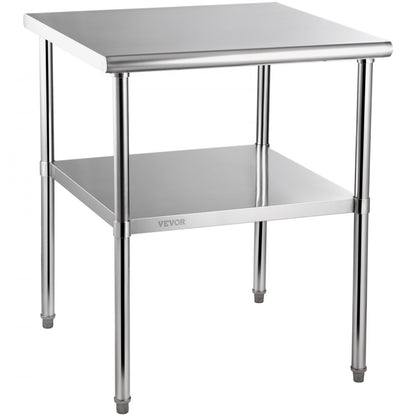 VV-SSWR-30*30 - Heavy-Duty Stainless Steel Prep Table with Adjustable Undershelf