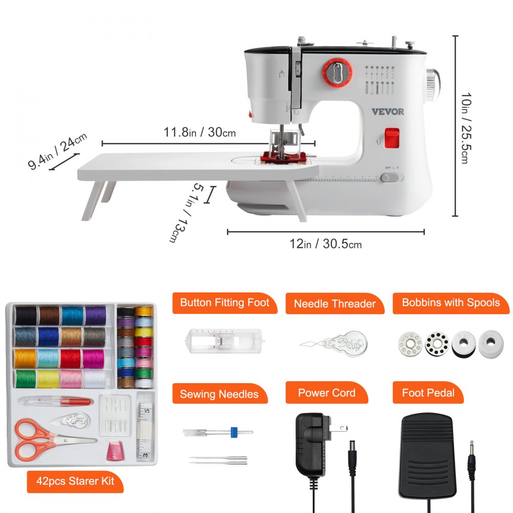 FHSM-519 - Lightweight Portable Sewing Machine with 12 Built-in Stitches