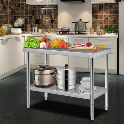 VV-SSWT-WJL-4818 - Heavy-Duty Stainless Steel Prep Table with Adjustable Undershelf