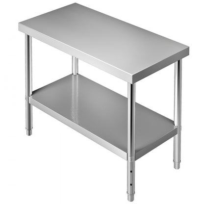 VV-SSWT-WJL-4818 - Heavy-Duty Stainless Steel Prep Table with Adjustable Undershelf