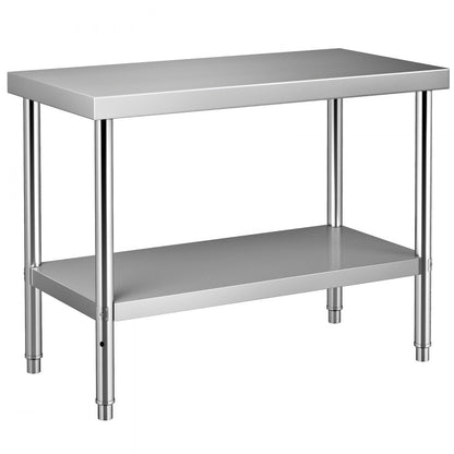 VV-SSWT-WJL-4818 - Heavy-Duty Stainless Steel Prep Table with Adjustable Undershelf
