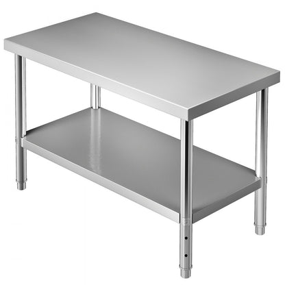 VV-SSWT-WJL-4824 - Heavy-Duty Stainless Steel Prep Table with Adjustable Undershelf