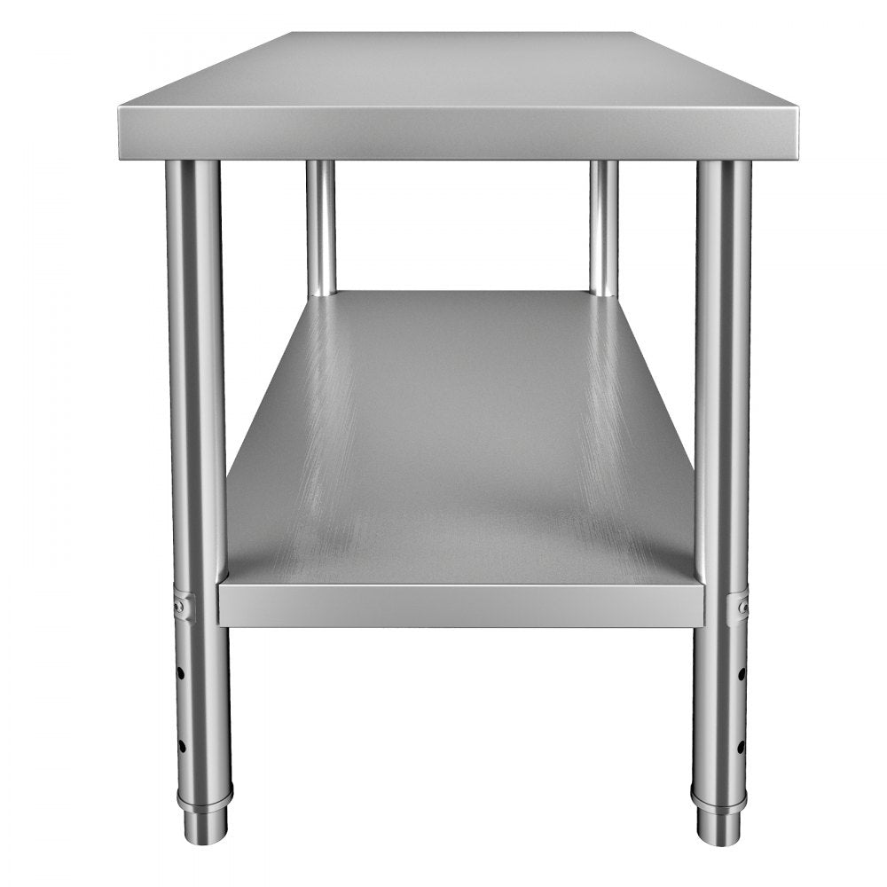 VV-SSWT-WJL-4824 - Heavy-Duty Stainless Steel Prep Table with Adjustable Undershelf