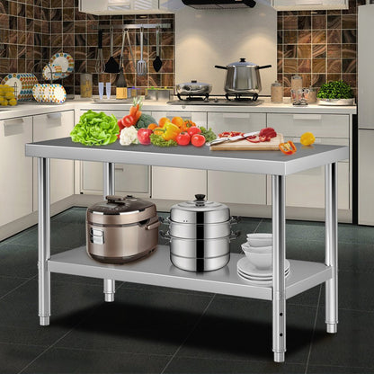 VV-SSWT-WJL-4830 - 550lbs Stainless Steel Prep Table with Adjustable Undershelf