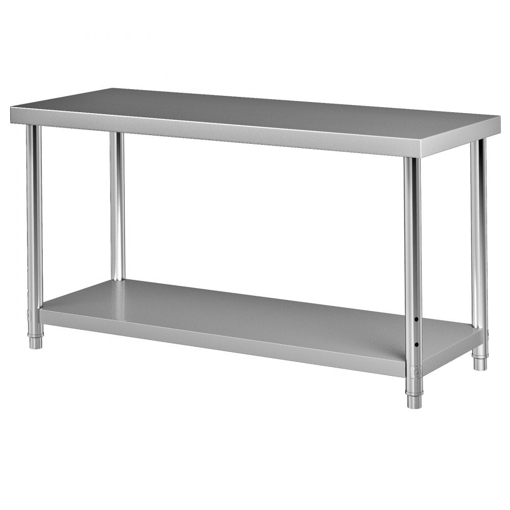VV-SSWT-WJL-6024 - Durable Stainless Steel Prep Table with Adjustable Undershelf
