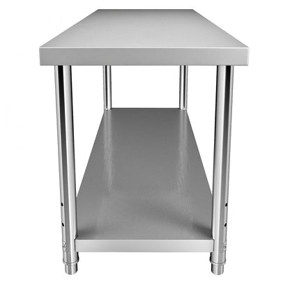 VV-SSWT-WJL-6024 - Durable Stainless Steel Prep Table with Adjustable Undershelf