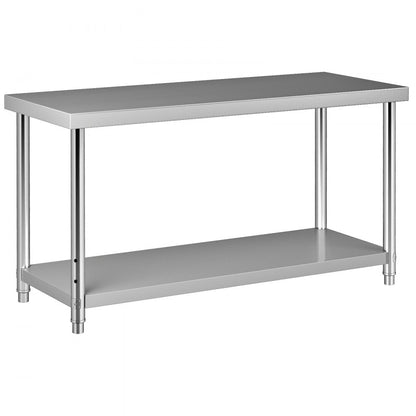VV-SSWT-WJL-6024 - Durable Stainless Steel Prep Table with Adjustable Undershelf