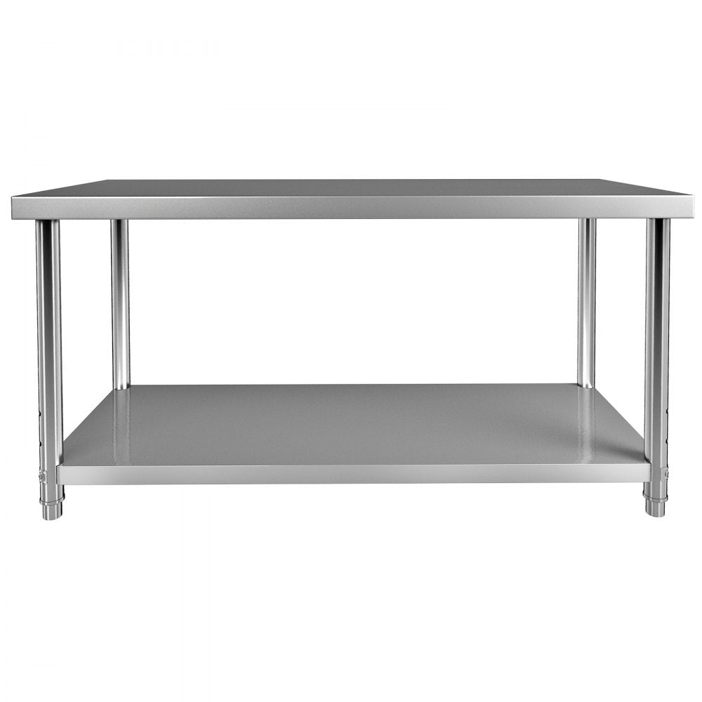 VV-SSWT-WJL-6024 - Durable Stainless Steel Prep Table with Adjustable Undershelf