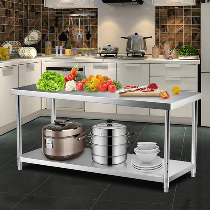 VV-SSWT-WJL-7230 - Heavy-Duty Stainless Steel Prep Table with Adjustable Shelves