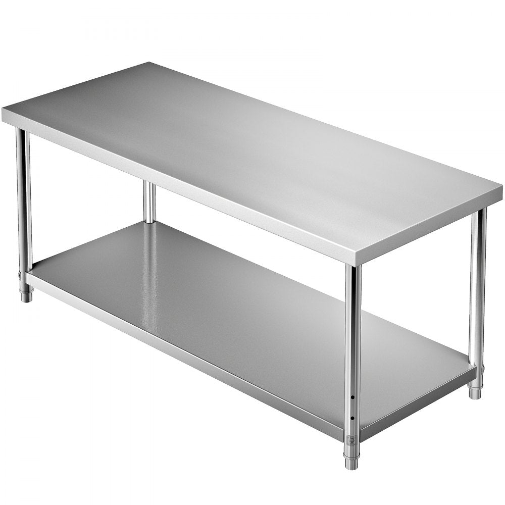 VV-SSWT-WJL-7230 - Heavy-Duty Stainless Steel Prep Table with Adjustable Shelves